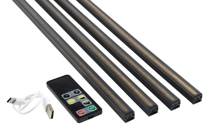 LED-lysskinne til akustikpanel sort 3 meter 4-pk.